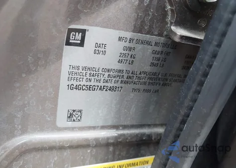 2010 Buick Lacrosse Cxl из США, поврежденный, VIN 1G4GC5EG7AF249317